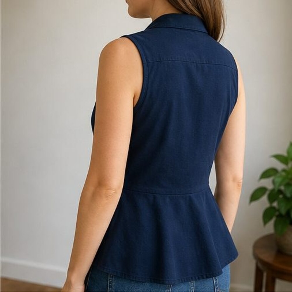 Navy Ruffle Blouse - Picture 3 of 6